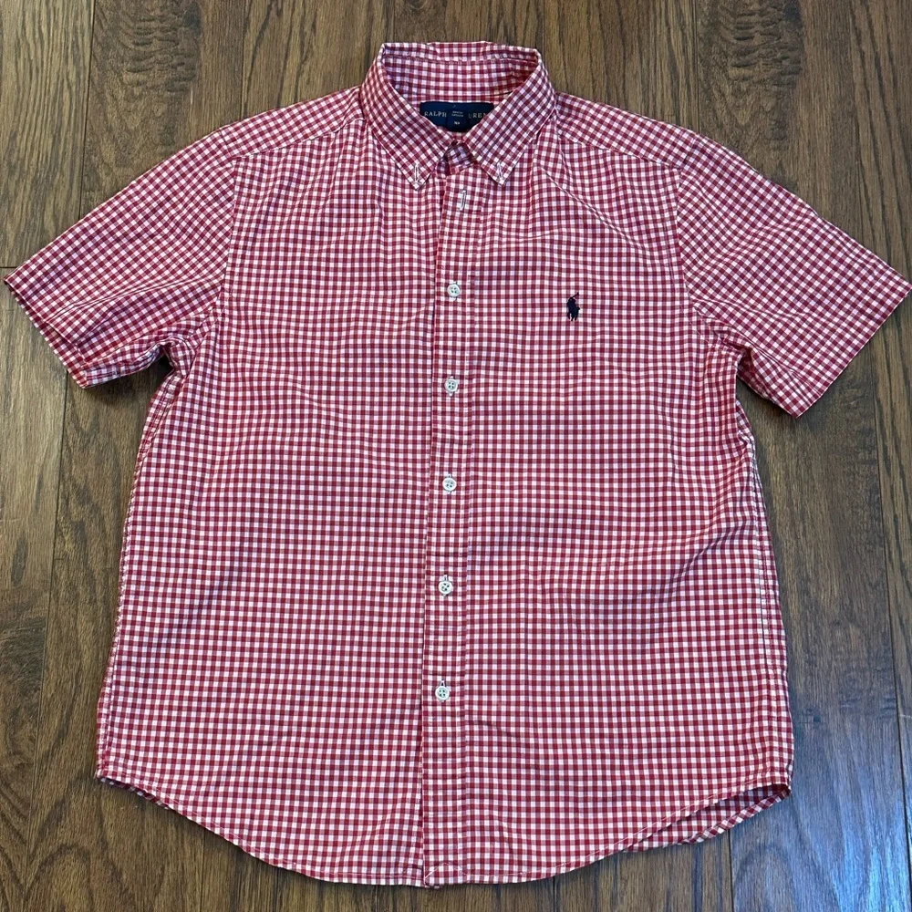 Ralph Lauren Red Casual Button Down Shirt Gingham Check